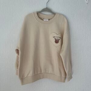 Zara Kids Cream Heart Teddy Bear Sweatshirt 5Y NWT
